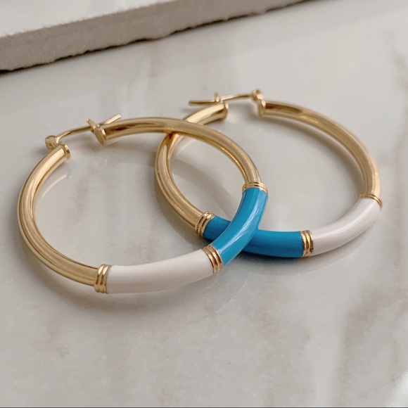 Enamel Tube Hoops | 18k Gold Filled - Picture 5 of 7